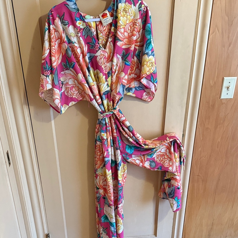 Anthropologie Floral Jumpsuit - Pink, Orange, Blue